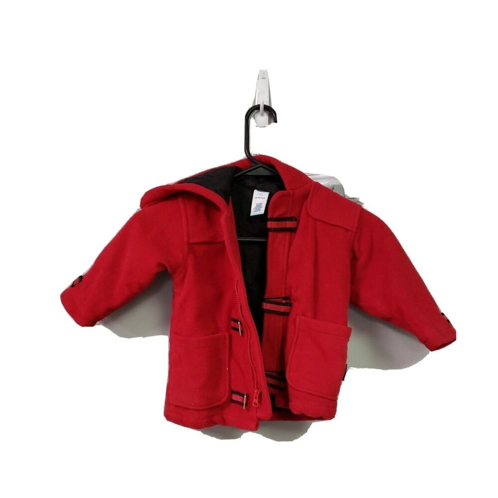 Old Navy Red Pea Coat Baby Infant Girl 18-24‎ Months Jacket Buckles Warm